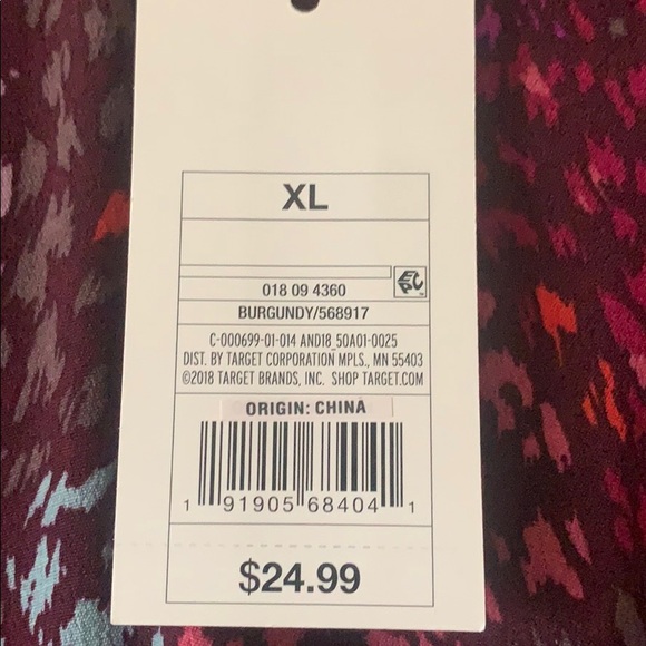 NWT A NEW DAY BURGUNDY PRINT DRESS XL - Picture 11 of 11